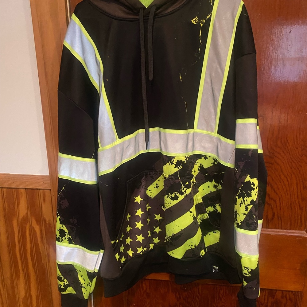 Black and Yellow Reflective Hoodie. Glows in the dark !